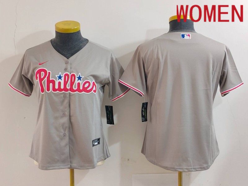 Women Philadelphia Phillies Blank Grey Game 2024 Nike MLB Jersey style 2